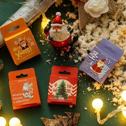 45pcs/box Boxed Stickers Cute Christmas Series Ins Creative Holiday Collage Hand Account Decoration Material