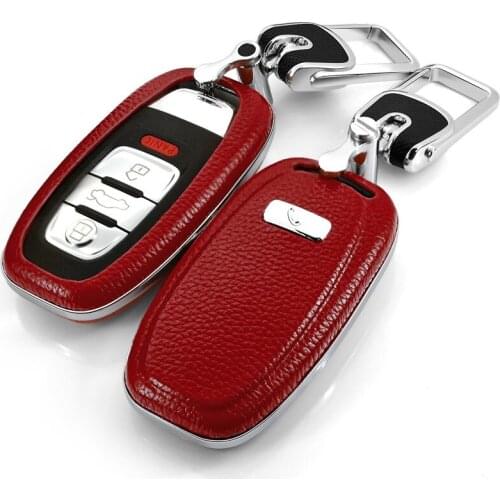 Top Layer Leather+ABS Remote car key Case CAR shell For AUDI A4L A6L Q5 S5 S7 A5 A7A8 2013-2017