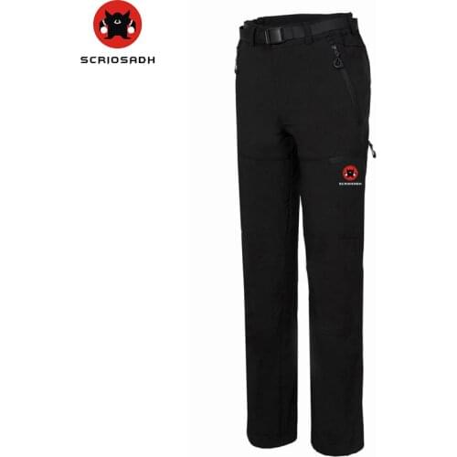 Spring Outdoor Men Hiking Trousers Outdoor Soft shell Waterproof Windproof Fleece Pants Breathable Anti-UV Camping Trekking Pant