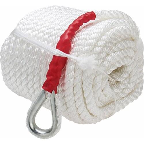 CarBole 3/4"x150' 19mm x 45M Twisted Three Strand Nylon Anchor Rope Boat with Thimble