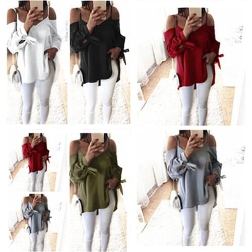 S-2XL women v neck long sleeve strap tops shirt sexy autumn spring casual leisure shirt tops street style summer loose tops