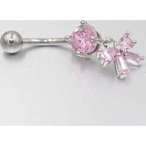 1pcs Free Shipping 4 color crystal bow-knot dangle Navel bar piercing ombligo Belly Button Rings Body Piercing Jewelry for women