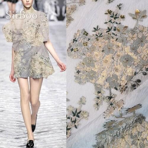 2020 fashion and luxury style spring summer cutting modif metallic jacquard organza fabric for women wedding dress telas SP6102