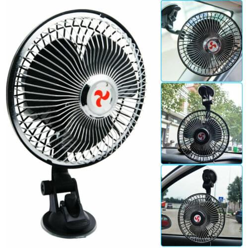 12V/24V Dashboard Oscillating Vehicle Car Van Truck Home Clip-On Fan With Speed Airflow
