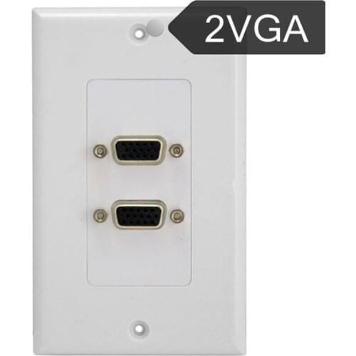 2VGA Dual VGA 15p Female to Female AV Wall Outlet Video Socket Face Connector Plate White ABS