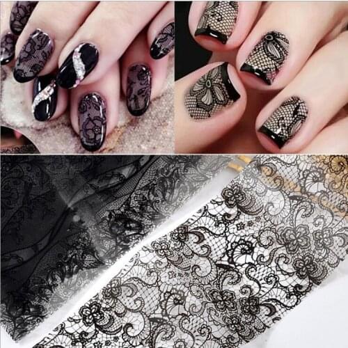 300set/lot Mix Styles Black Lace LYPHARD MELODY Nail Stickers Cross Border 4X20cm Nail Art Supplies HA1826