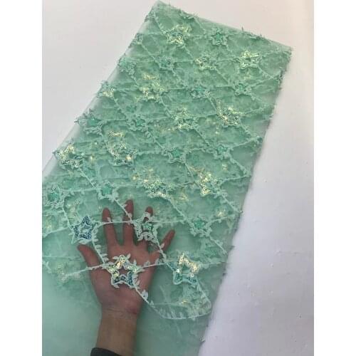 African Tulle Lace Fabric 2021 High Quality Lace Fabric French Nigeria Sequined Mesh Sewing Lace Fabric ZX4643