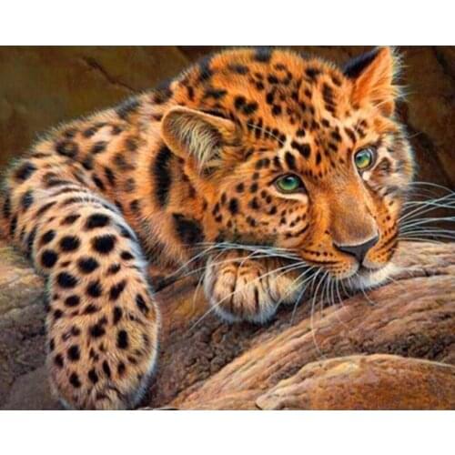 DIY Leopard 5D Diamond Painting Full Round Drill Mosaic Animal Diamond Embroidery Cross Stitch Kits Home Decor Christmas Gift