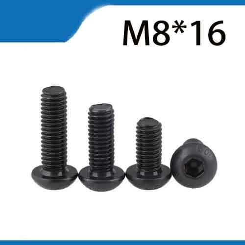 Free Shipping 20pcs M8x16 mm M8*16 mm yuan cup Half round pan head black grade 10.9 carbon Steel Hex Socket Head Cap Screw