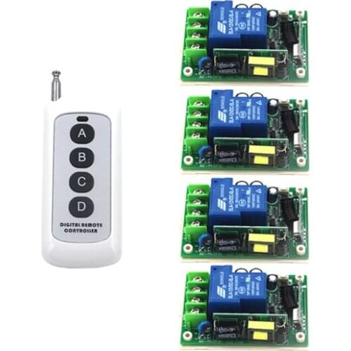 AC 85V-250V 30A relay 4CH Controller 1CH Wireless RF Remote Control Switch Radio Switch 1 Transmitter and 4 Receiver SKU: 5280