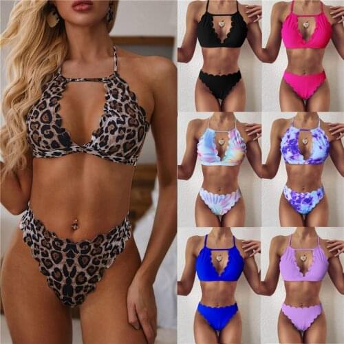 Bikinis 2020 mujer Leopard Swimwear Women Bandage Solid Swimsuit 8 Styles maillot de bain femme Summer Print Push Up Bikini Set
