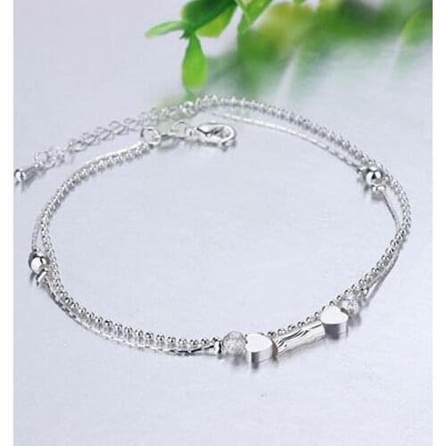 New Fashion Foot Anklet Ladies 925 Silver Anklets Bracelet Chain for Women Love Heart Pendant Foot Pulseras Jewelry