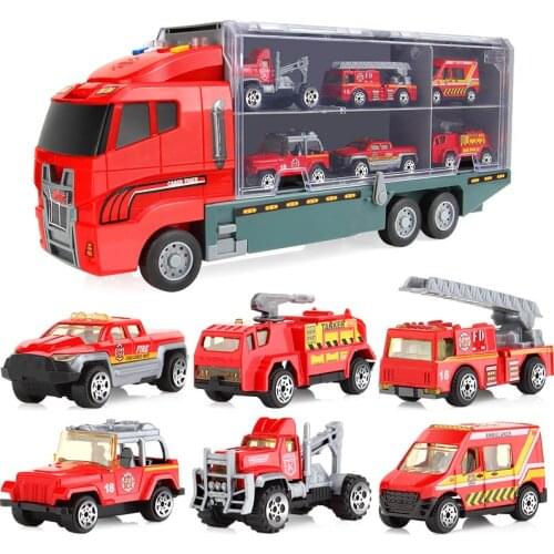 Hot Selling 6Pcs/7Pcs Car Children Tractor Gift Toy Alloy Wheels Slide Front Car Educational Toys Model Gift LBV