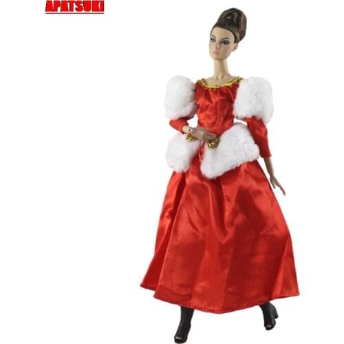 One-Piece Red Outfit Dresses for Barbie Doll Party Dress for 1/6 BJD Doll Clothes Wedding Dress for 1:6 Doll Accessories Kid Toy