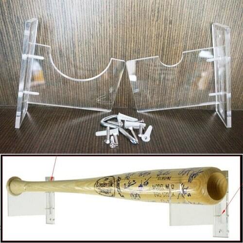 Single Baseball Bat Display Decorative Holder Wall Mount Rack Acrylic Finish
