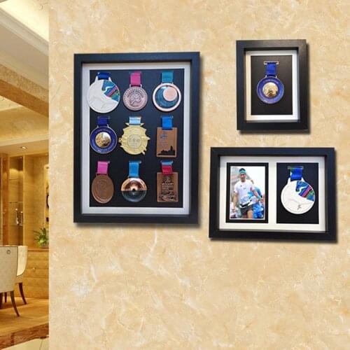Wooden medal display box marathon medal display stand badge decoration frame medal storage creative photo frame