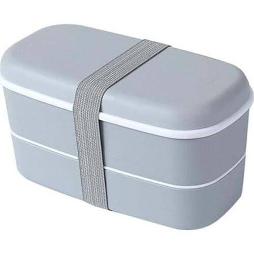 Double Layer Frosted Lunch Box With Built-in Tableware Food Storage Container