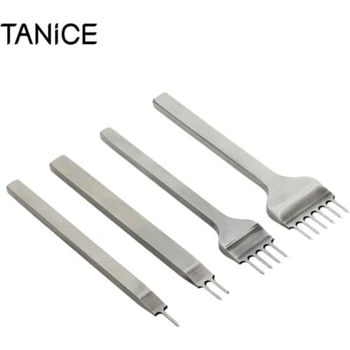 TANiCE Leather Hole Punch Craft Tool 4mm Hole Punches 1+2+4+6 Prong Lacing Stitching Punch For Medium Thick Leather Items