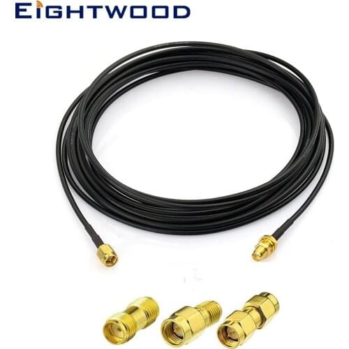 Eightwood RF Coax SMA Male to SMA Female Bulkhead RG174 5m Cable + 3pcs RF Coax SMA Adapter Kit for 3G 4G LTE Antenna ADS-B,GPS