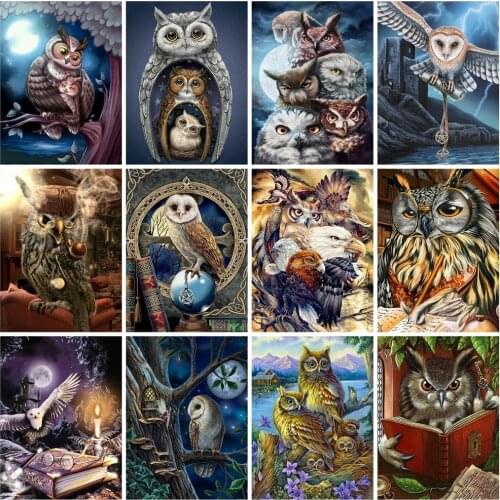FIYO 5D Diamond Painting With Round Rhinestones Owl Book Mosaic Diamond Embroidery Set Cartoon Animal Evening Creative Hobby