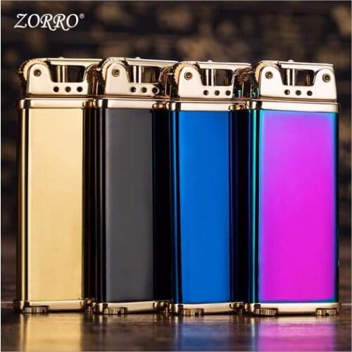 Zorro Kerosene Lighter Pure Copper Brass Ultrathin Gasoline Oil Lighter Men Gift Outside Tool