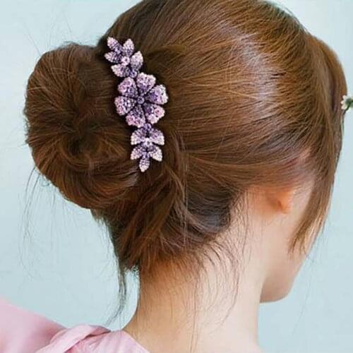 Rhinestone Headwear Jewery Accessories Elegant Flowers Crystal Decor Hair Side Comb For Women Hairstyle Charmer Simple Beautiful