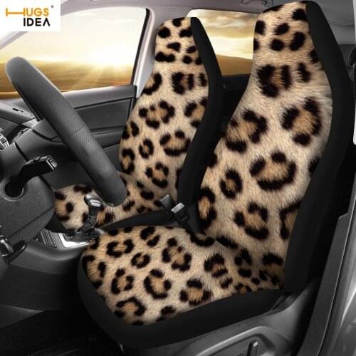 HUGSIDEA 2Pcs Leopard Print Car Seat Protector Cover Zebra/giraffe Fur/Skin SUV Seat Dirty-proof Sheet Polyester Car Seat Case