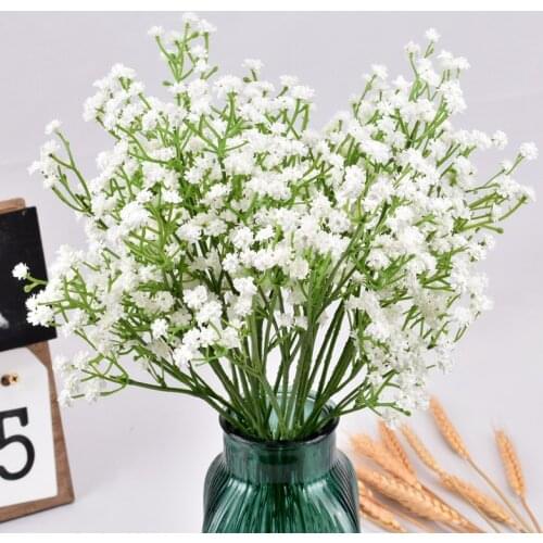 Artificial Babys Breath Gypsophila Fake PU Flowers Branch Bridal Bouquet DIY Scrapbook Flower for Home Wedding Party Decoration