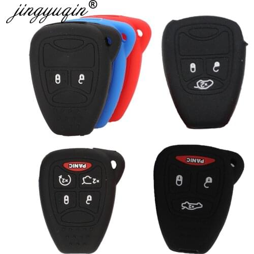 Jingyuqin Silicon Key fob Cover Case for Jeep Wrangler Cherokee Chrysler Liberty Pacifica Sebring Aspen Magnum Charger Dodge