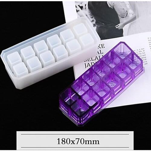 1pcs Checkered Style Storage Box Glue Uv Expoxy Silicone Mold For Diy Resin Craft Supplies Home Decoration