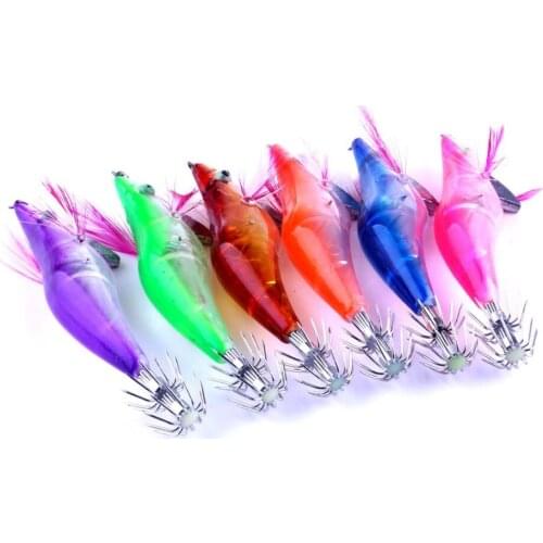 Hot 6pcs Electronic Luminous Shrimp Lure Light Fishing Lure Prawn Squid Jigs Hook 10.5cm 12g Cuttlefish Lures Fishing Wobblers