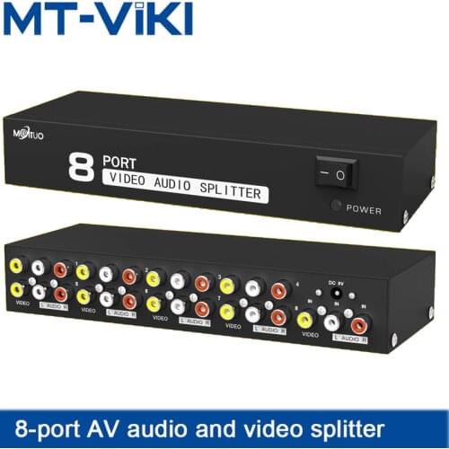 MT-VIKI 8 Port AV Splitter 1 in 8 out RCA Audio Video splitterSet-top box Conversion to display projector HD sync output 108AV