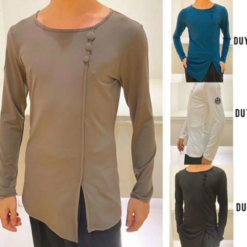 Latin Dance Costumes For Men New Long Sleeve Shirts Adult Male Latin Dance Competition Dresses Ballroom Dancing Clothes DQS5901