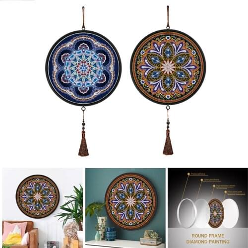 2PCS Special Shaped Diamond Painting 5D DIY Diamond Embroidery With Frame Art Kits Decorations Bohemia Round Shape Home Decor