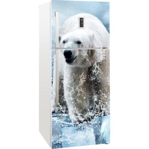 Fridge Sticker Polar Bear Refrigerator Dishwasher Door Cover Kitchen Home Decoration Accessories Modern 3d Wall Stickers