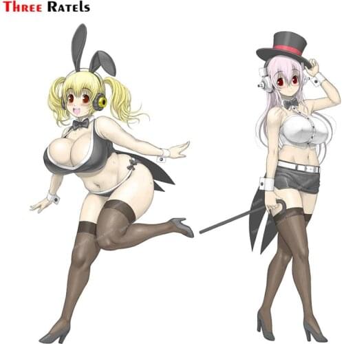 Three Ratels A384 Super Sonico And Super Pochaco Nitroplus Sticker For Toyota Camry Skateboard Laptop Vinyl Materal Decals