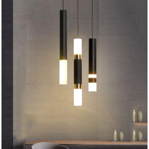Nordic Acrylic LED Pendant Lamp Modern Kitchen Island Dining Room Long Tube Hanging Lamp Cafe Bar Counter Droplight Fixtures