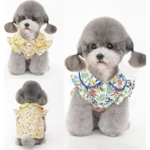 New Cute Summer Pet Floral Dress Skirt Dog Clothing Cat Shirt Puppy Hanbok Spring York Costume Poodle Dog Dresses For Small Dogs