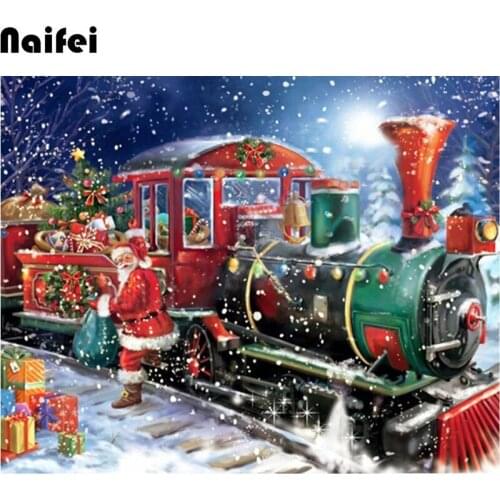 New arrival 5d diamond painting full drill square Diamond"christmas train"Cross Stitch Rhinestone Mosaic Painting deco maison
