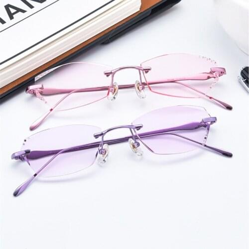 Prescription Glasses Women Fashion Charm Diamond Rimless Eyeglasses Customized Myopia Hyperopia Glasses 037 Optical Glasses
