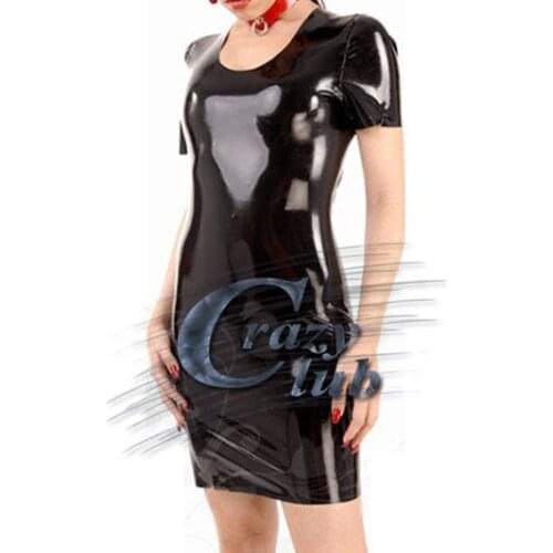 Limited Fetish Sexy Uniform Sexy Women Mini single-colored latex dress with zip Customized Dress Fetish Fast Delivery