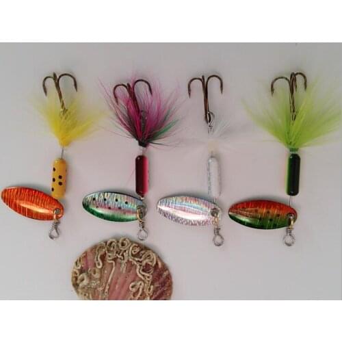 Wholesale 200pcs/lot Metal Mixed Spinners Fishing Lure Salmon Baits Bass Trout Fish Hook Set Spoon 3.75g