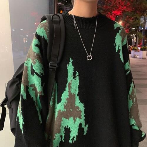 Autumn Winter Black Sweater Mens Warm Fashion Retro Knitted Pullover Me Korean Loose Loose O-neck Sweater Mens Clothes M-3XL