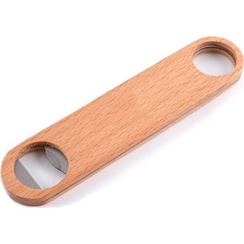 Bottle Opener Kitchen Tools Stainless Steel Wooden Handle Beer Openers Bar Tools Soda Beer Bottle Cap Opener LX6336
