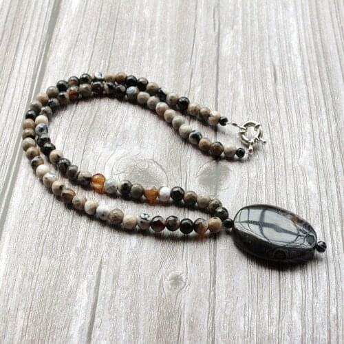 6mm Necklace Stone Beads & stone pendant summer Simple Collar Necklace Dropshipping Jewelry