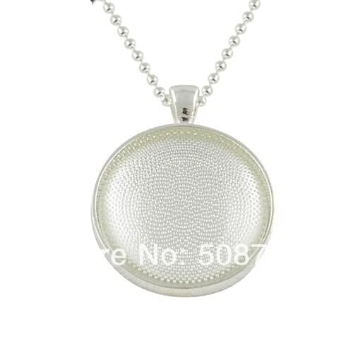 Silver Plated -30sets Flash Sale DIY Kits- 30mm Trays, Glass, and necklaces. 30mm Blank Photo Pendant Trays and Cabochons