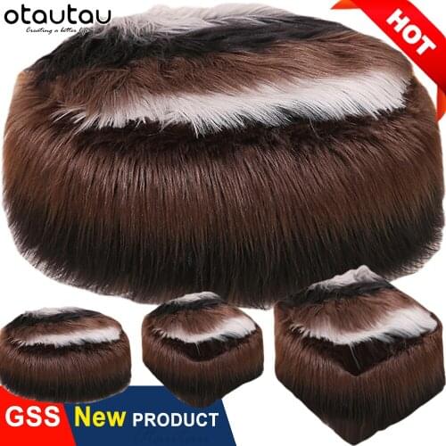 Fluffy Fur Inflatable Ottoman Pouf Sofa Side Bench Futon Puff Stool Beanbag Chair Floor Corner Seat Footrest Footstool Furniture