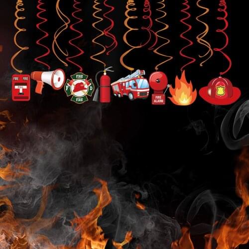 PVC Ceiling Hanging Swirls Fireman Theme Party Decoration Baby Shower Firefighter Hanging Spirals Kid Birthday Party Supplies