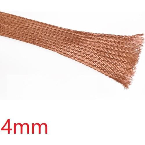 Width 4mm Copper Braided Cable Sleeve Anti Interference Wire Wrap Signal Shield Protector Audio Power Line Screen Metal Sheath
