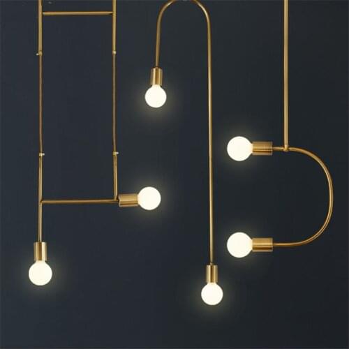 Nordic Arched Semicircle Line Pendant Lights Living Room Modern Restaurant Kitchen Hanging Lamps E27 Corridor Decor Fixtures